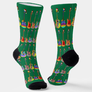 Gitarre Spielender Vater Grüner Weihnachten Socken