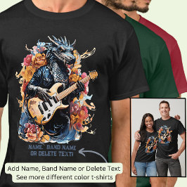 Gitarre spielt Blue Orange Dragon Band Name T-Shirt