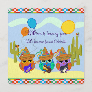 Gitarre spielt Sombrero Owls individuelle Einladun Einladung