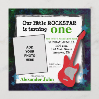 Gitarre & Stars Boy's Rockstar Geburtstag Einladung
