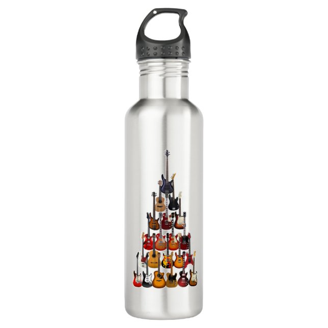 Gitarre Tree Christmas Light Rock Music Edelstahlflasche (Vorderseite)