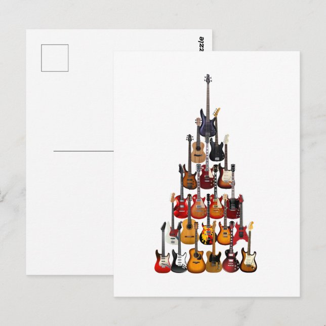 Gitarre Tree Christmas Light Rock Music Postkarte (Vorne/Hinten)