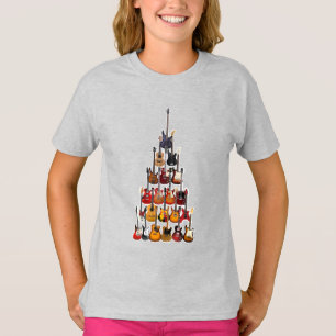 Gitarre Tree Christmas Light Rock Music T-Shirt