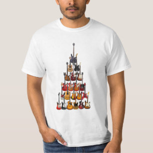 Gitarre Tree Christmas Light Rock Music T-Shirt