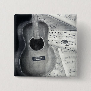 Gitarre u. Notenen-Knopf Button