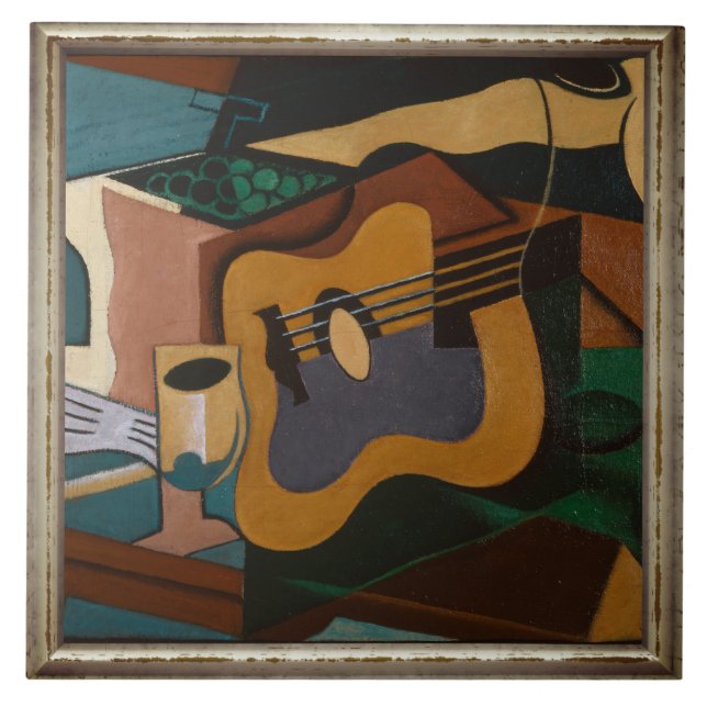 Gitarre und Abstrakte Malerei Fliese (Vorderseite)