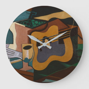 Gitarre und Abstrakte Malerei Große Wanduhr