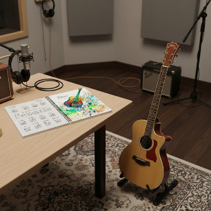 Gitarre und Akkorde Spritzer personalisiert Notizbuch