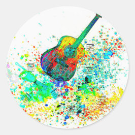 Gitarre und Akkorde Spritzer Runder Aufkleber
