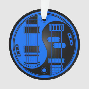 Gitarre und Bass-Yin Yang blau und schwarz Ornament