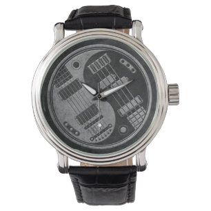 Gitarre und Bass-Yin Yang mit dunkler Armbanduhr