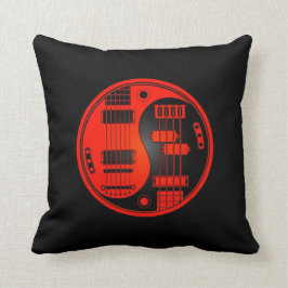 Gitarre und Bass-Yin Yang rot und schwarz Kissen