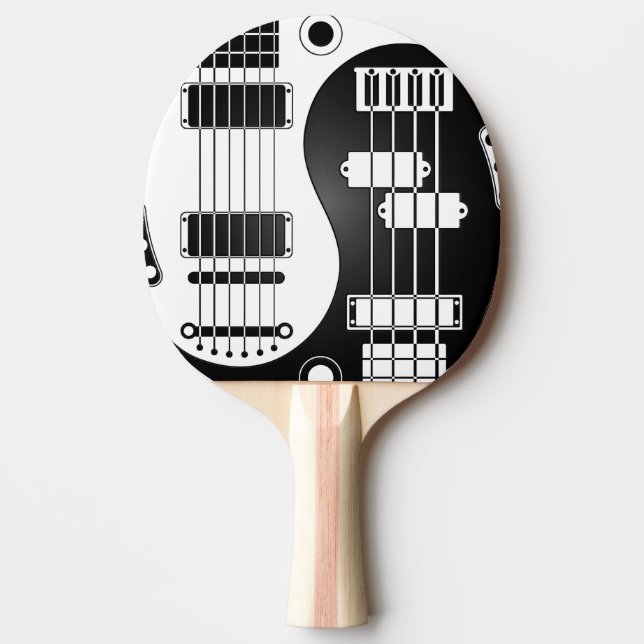 Gitarre und Bass-Yin Yang weiß und schwarz Tischtennis Schläger (Vorderseite)