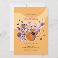 Gitarre und Blume Einladung