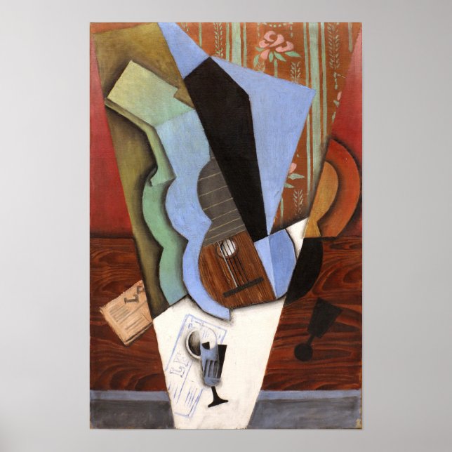 Gitarre und Glas Poster (Vorne)