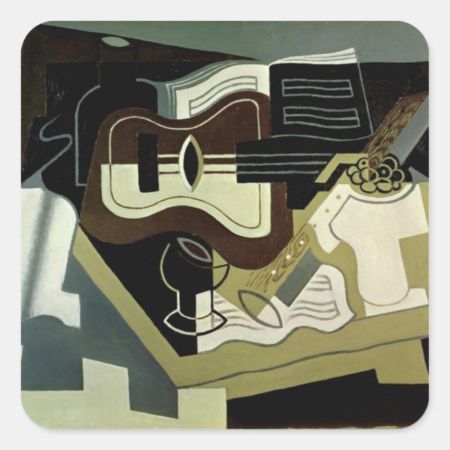 Gitarre und Klarinette, 1920 Quadratischer Aufkleber (Vorderseite)