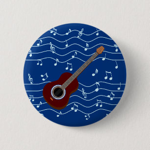 Gitarre und Knopf der musikalischen Anmerkungen Button
