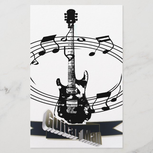 Gitarre und musikalische Anmerkungen Briefpapier (Vorderseite)