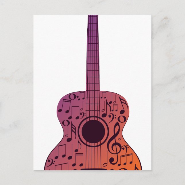 Gitarre und Musiknote 2 Postkarte (Vorderseite)