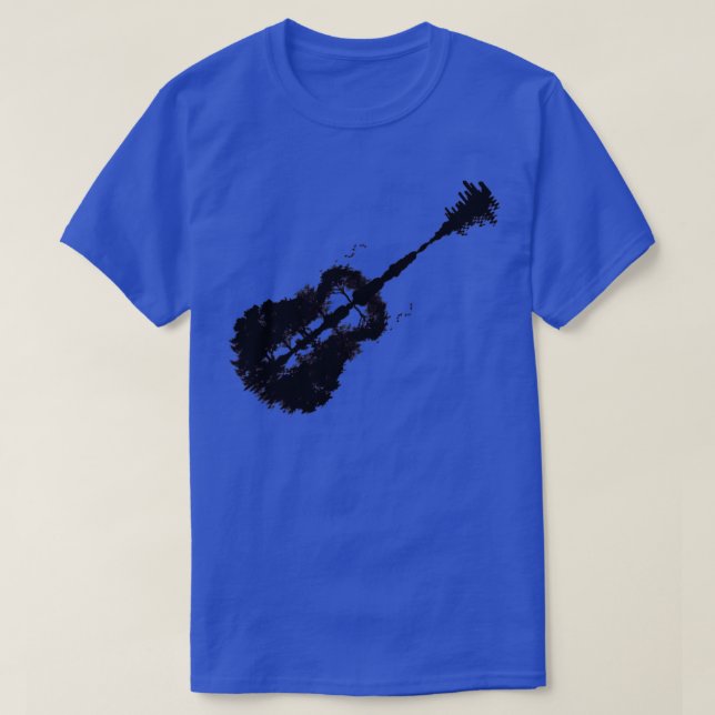 Gitarre und Stadt T-Shirt (Design vorne)