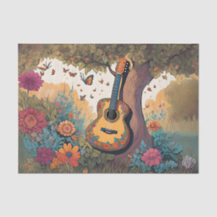 Gitarre unter dem Baumdekronenpapier Seidenpapier