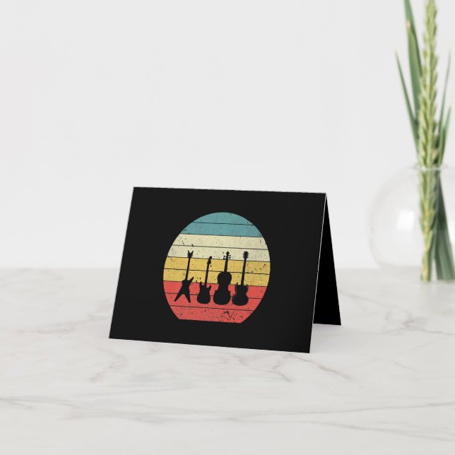 Gitarre Vintag Retro Sunset Gitarre Musikgeschenk Dankeskarte (Vorderseite)