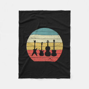 Gitarre Vintag Retro Sunset Gitarre Musikgeschenk Fleecedecke