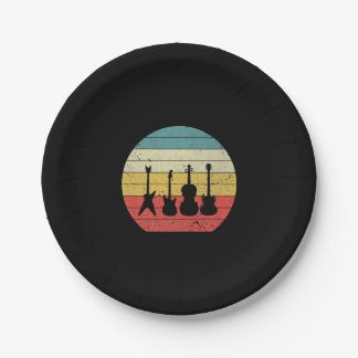 Gitarre Vintag Retro Sunset Gitarre Musikgeschenk Pappteller