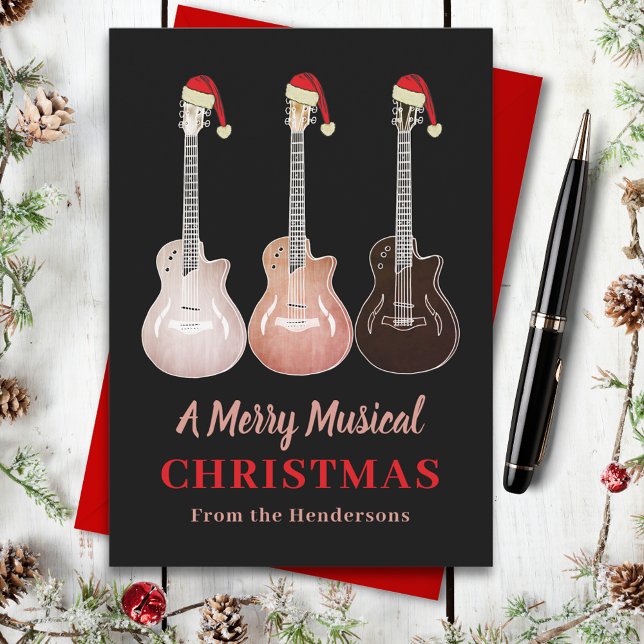Gitarre Weihnachten Merry Music Personalisiert (Christmas guitar custom holiday greetings card)