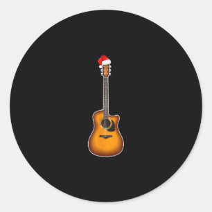 Gitarre Weihnachtsmannmütze Weihnachten Pajama Dek Runder Aufkleber