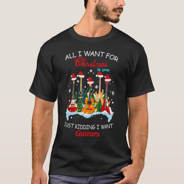 Gitarre Weihnachtsmannmütze Weihnachtsbaum Funny M T-Shirt (Vorderseite)
