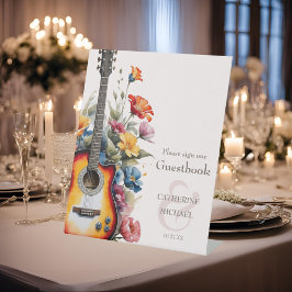 Gitarre Wildblume Ampere und Musikhochzeit Sockelschild