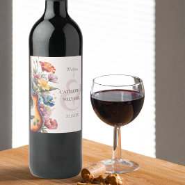 Gitarre Wildblume Ampere und Musikhochzeit Weinetikett