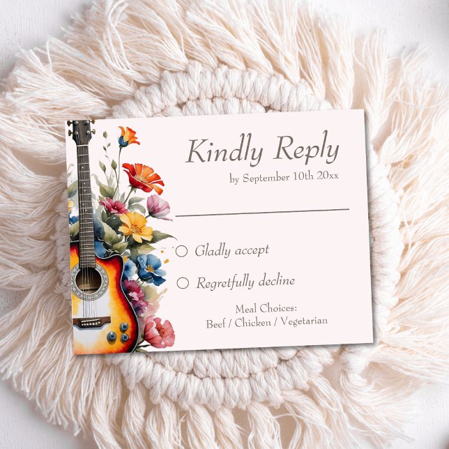 Gitarre Wildblume Musical Country Spring Wedding RSVP Karte (Von Creator hochgeladen)