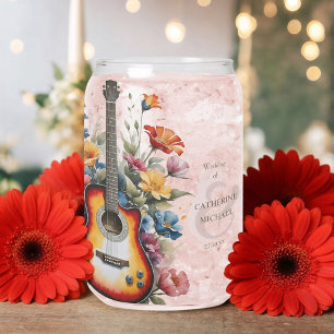 Gitarre Wildflower Et-Zeichen Musikalische Hochzei Dosenglas