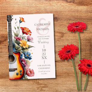 Gitarre Wildflower Et-Zeichen Musikalische Hochzei Save The Date