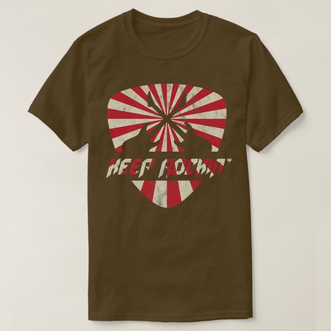 Gitarren auf einem Pick - Behalt Rocking 606 T-Shirt (Design vorne)