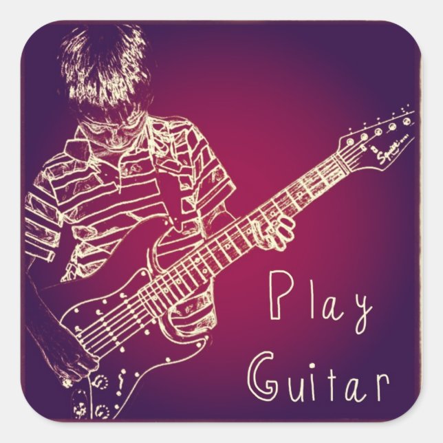 Gitarren-Aufkleber spielen Quadratischer Aufkleber (Vorderseite)