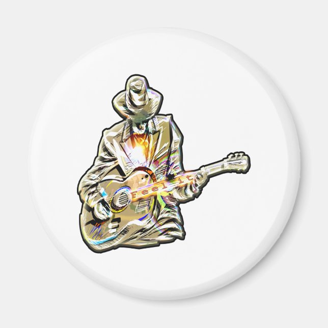 Gitarren Blues Mann - Feel it Button Magnet (Vorne)