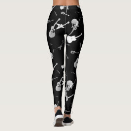 Gitarren-Felsen-Schwarz-weiße Leggings