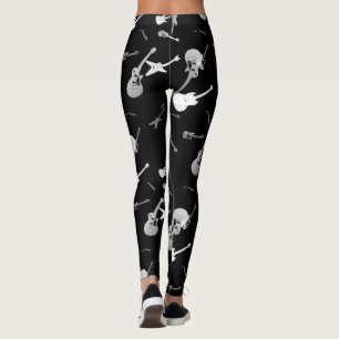 Gitarren-Felsen-Schwarz-weiße Leggings