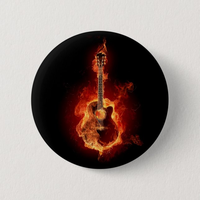 Gitarren-Flammen Button (Vorderseite)
