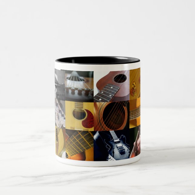 Gitarren-Foto-Collage Zweifarbige Tasse (Mittel)