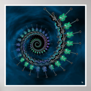 Gitarren-Fraktal-Plakat Poster