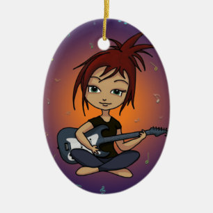 Gitarren-Küken Keramik Ornament