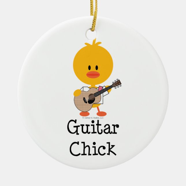 Gitarren-Küken-Verzierung Keramikornament (Vorne)