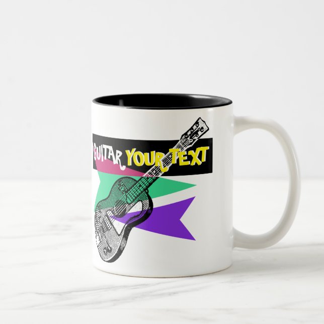 Gitarren Legend Retro Illustration Anpassbare Tass Zweifarbige Tasse (Rechts)
