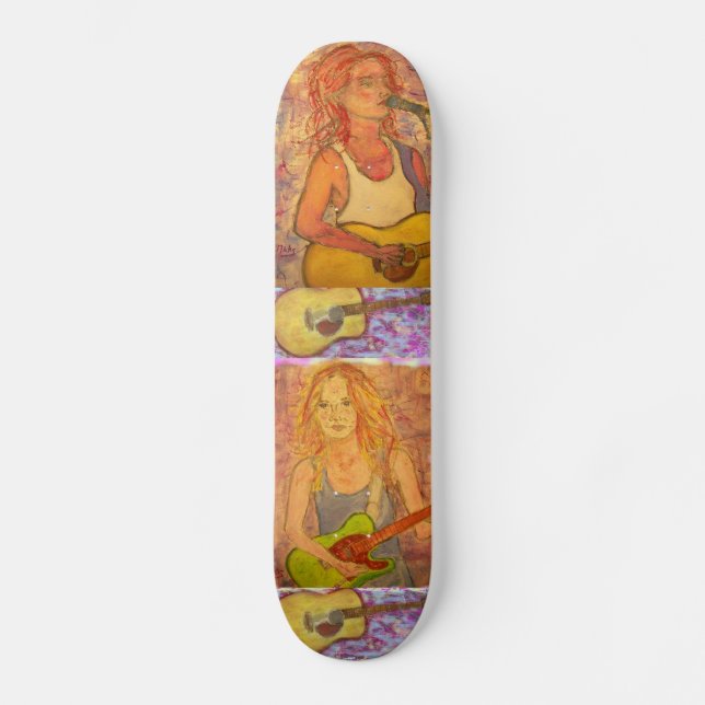 Gitarren-Mädchen-Kunst Skateboard (Vorderseite)