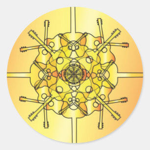 Gitarren-Mandala Runder Aufkleber