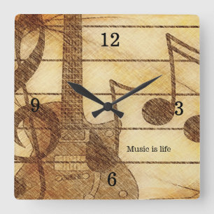Gitarren-Musik-Thema-Wanduhr Quadratische Wanduhr